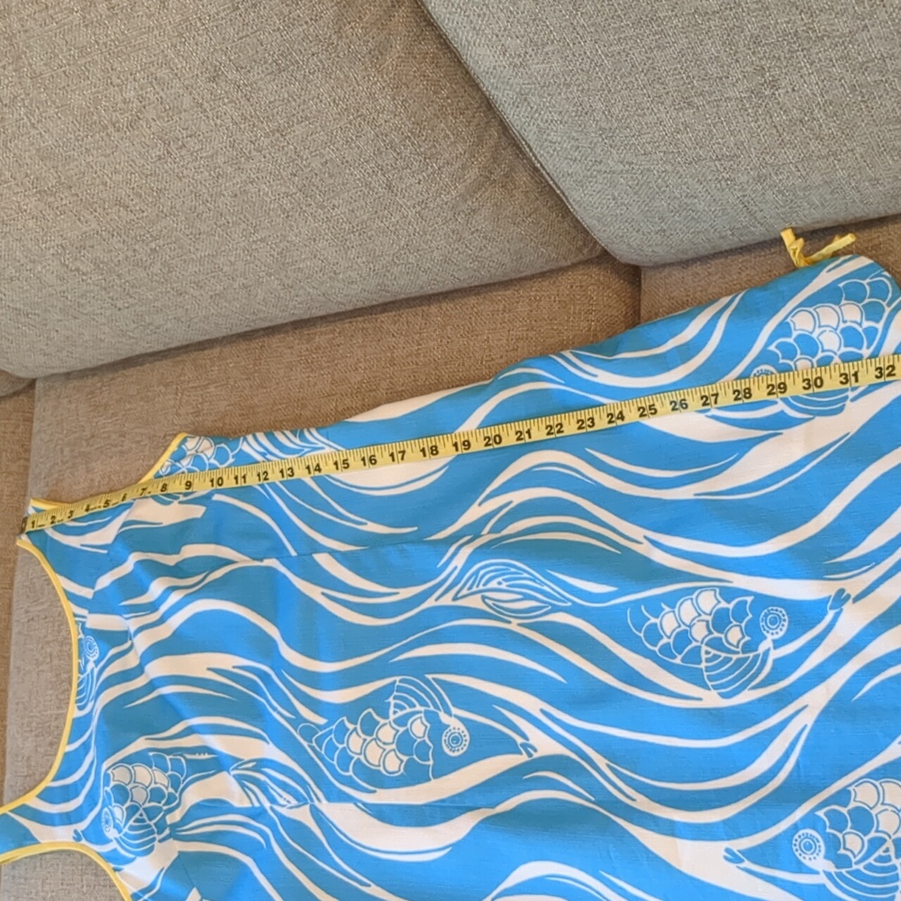 Lilly Pulitzer Delia Shift Resort White, Blue & Yellow Joe Fish Dress size 4 - Picture 11 of 16